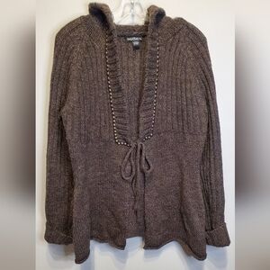 205. David Kahn Jeanswear Embelished Hooded Cardigan